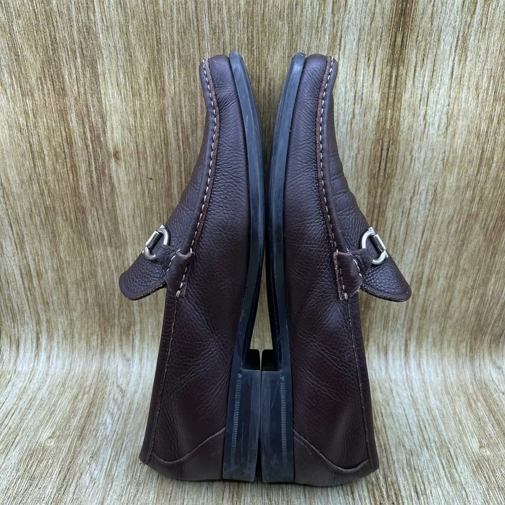 Salvatore Ferragamo Magnifico Bit Loafers Men's Size 12 Brown Pebbled Gancini